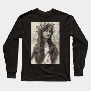 Maiden with a Laurel Wreath, Henry Ryland (1856-1924) Long Sleeve T-Shirt